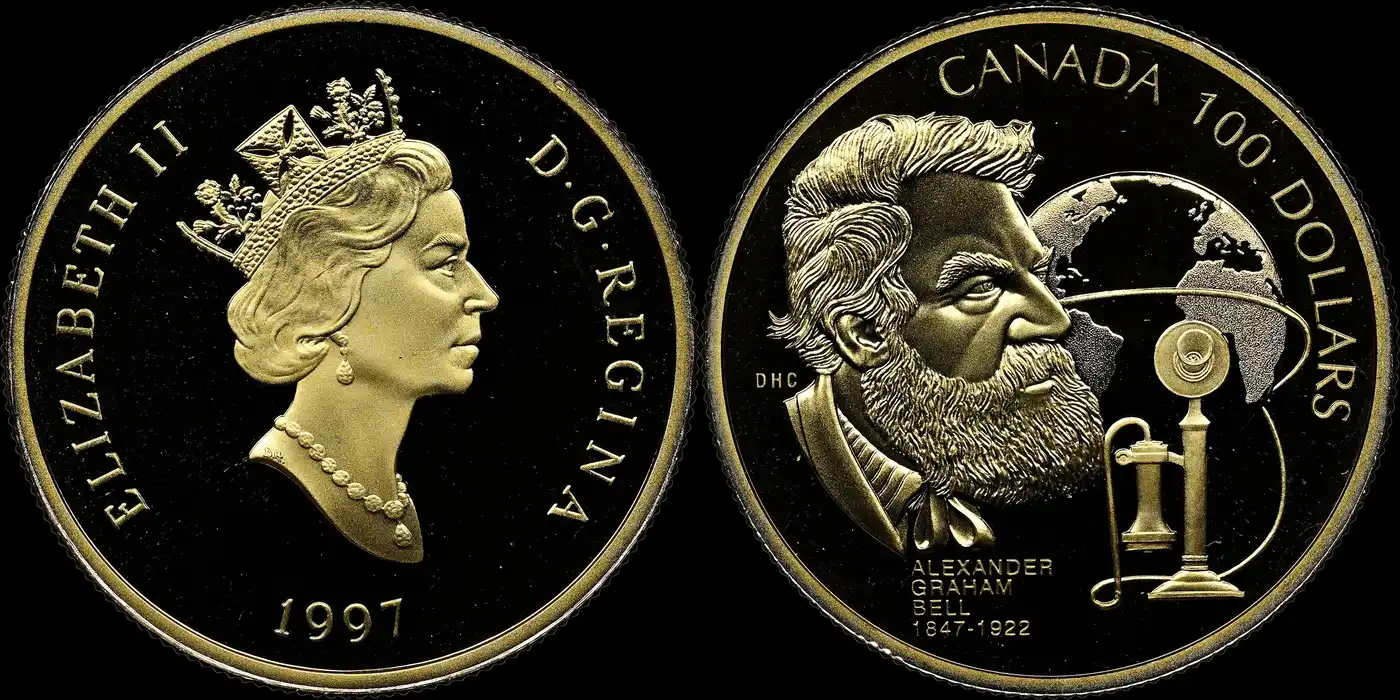 1997-Canada-100-Dollars-Celebrating-Alexander-Graham-Bell-And-The-Telephone