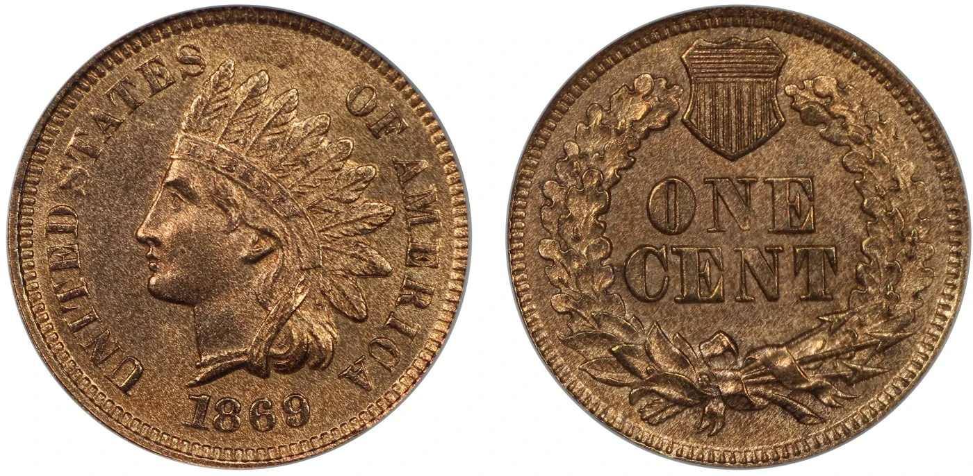 1869/69-Indian-Cent-PCGS-MS-63RB,-Cac,-RPD,-FS-301,-S-3
