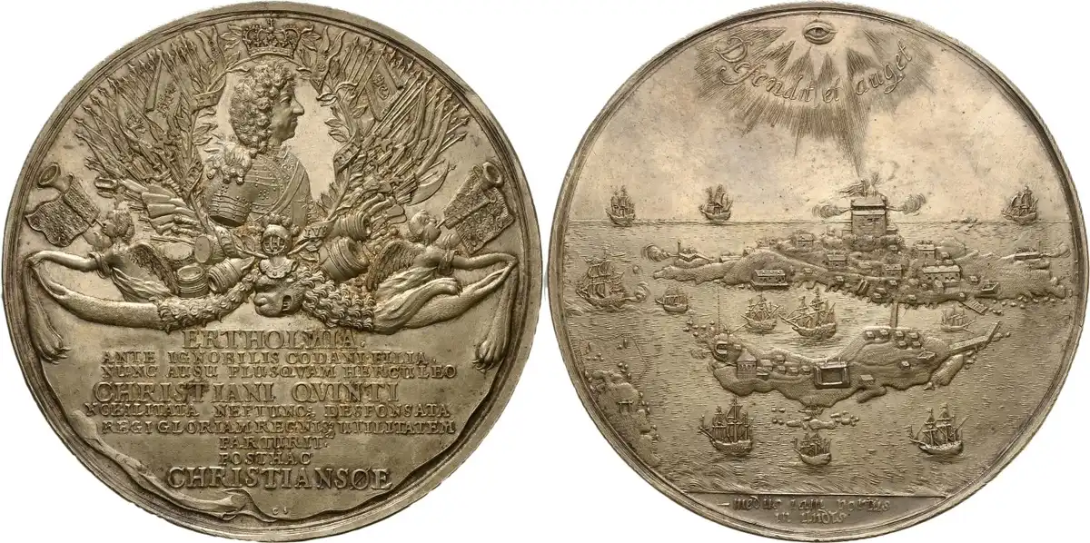684-Dated-Denmark-Silver-Medal-Celebrating-Baltic-Sea-Fortifications-NGC-MS-63-Bruun-Collection