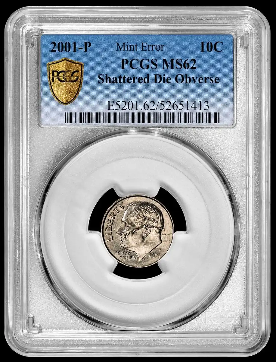 2001-P-Roosevelt-Dime-Shattered-Die-Obverse-PCGS-MS-62