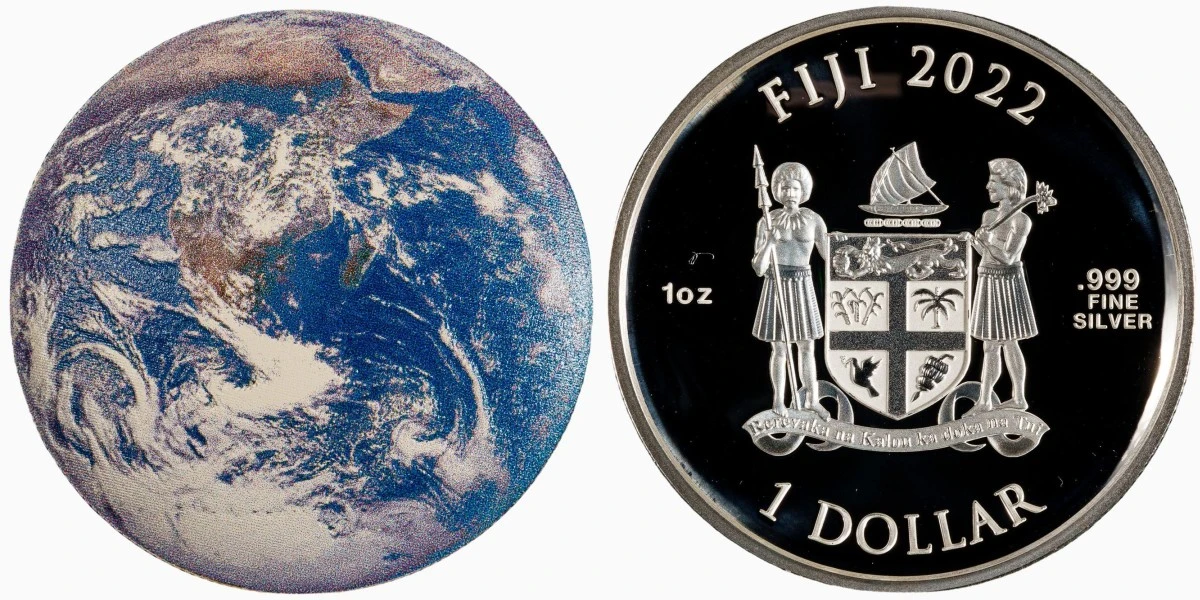 2022-Fiji-Blue-Marble-Dome-Shaped-Colorized-Silver-Dollar-PCGS-PR-70-DCAM