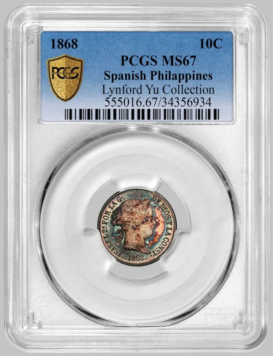 1868-10-Centavos-From-The-Spanish-Philippines-PCGS-MS-67