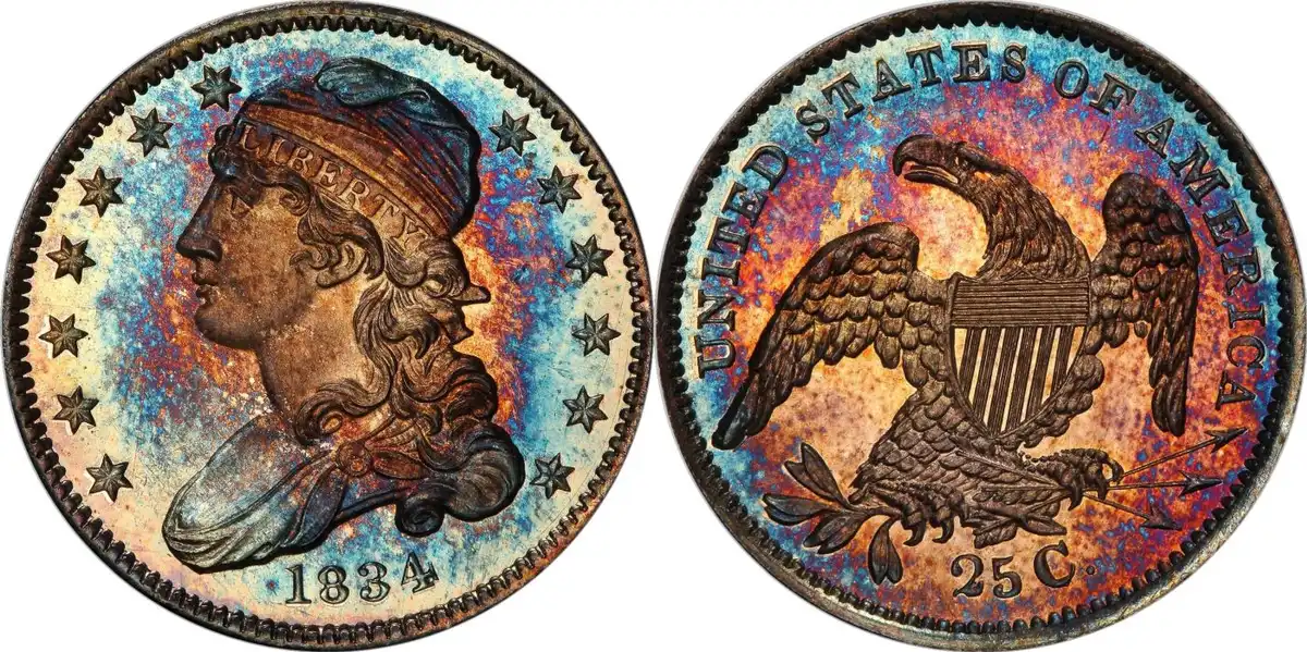 1834-Capped-Bust-Proof-Quarter-PCGS-PR-67CAM,-Norweb-Pogue