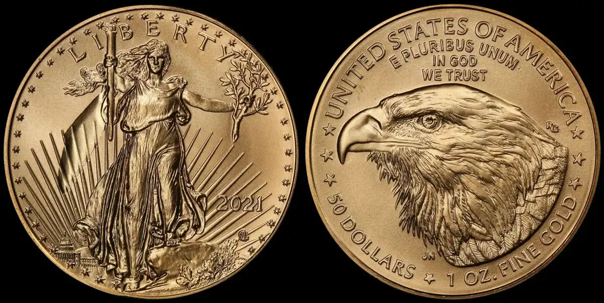 2021-$50-Gold-Eagle,-Struck-Through-Obverse-Error,-PCGS-MS-68,-Type-2