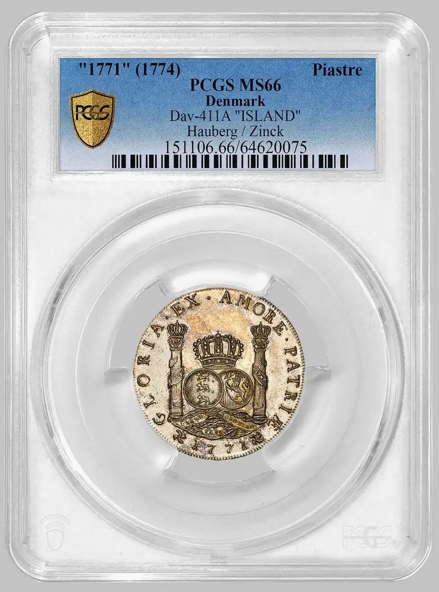 1771-1774-Denmark-Greenland-Dollar-Greenland-Piastre,-PCGS-MS-66,-Finest-Known