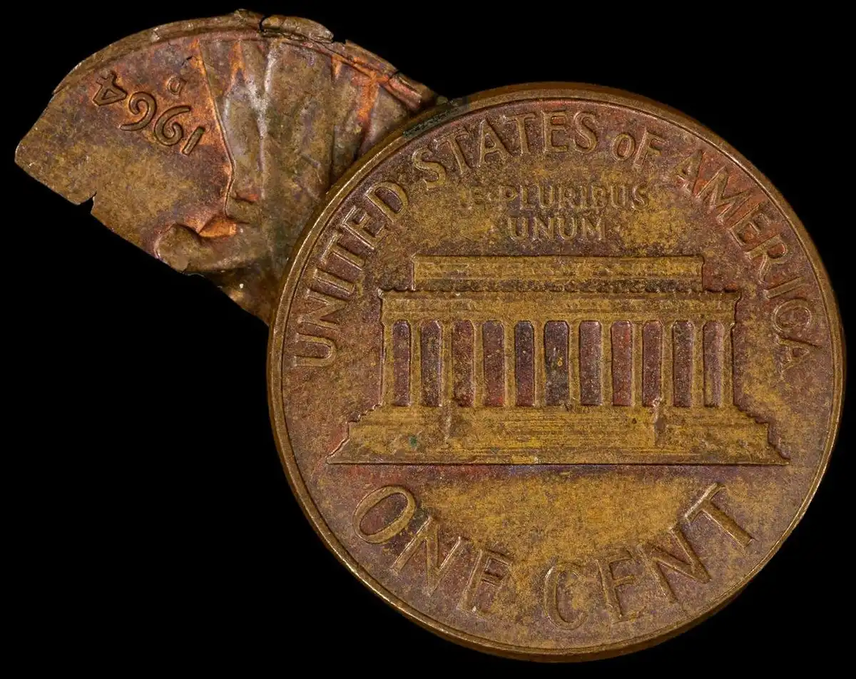 1964-D-Lincoln-Memorial-Cent-With-35%-Lamination-Flap,-PCGS-AU-58