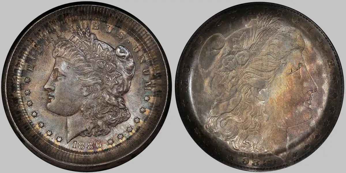 1886-Morgan-Dollar-Obverse-Die-Cap-W/-Incused-Brockage-Reverse,-PCGS-MS-64