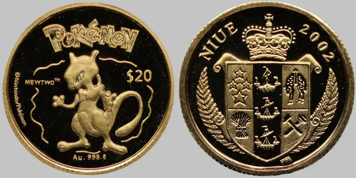 2002-Niue-Gold-$20-Pokeman-Series-Mewtwo,-PCGS-PR-69-DCAM