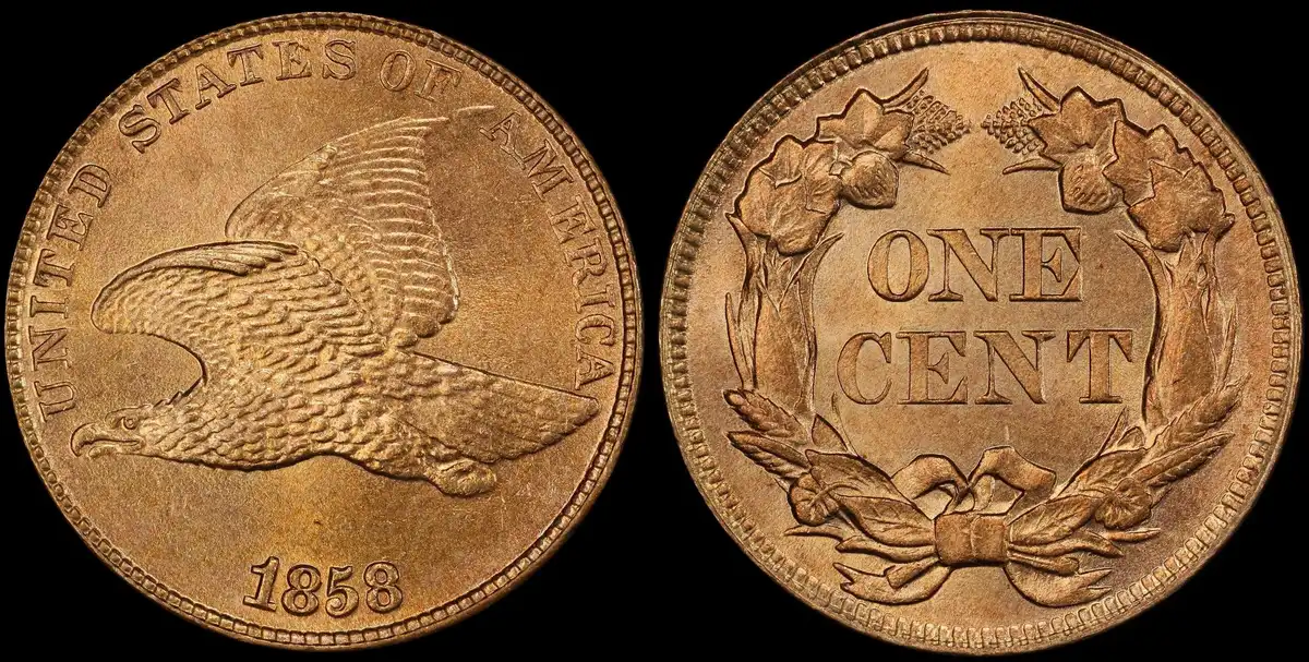 1858/7-Flying-Eagle-Cent,-PCGS-MS-66,-Strong-Overdate