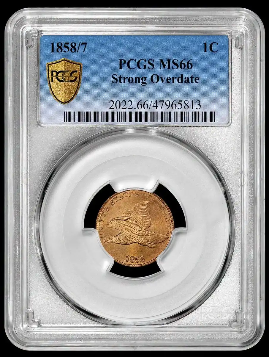 1858/7-Flying-Eagle-Cent,-PCGS-MS-66,-Strong-Overdate