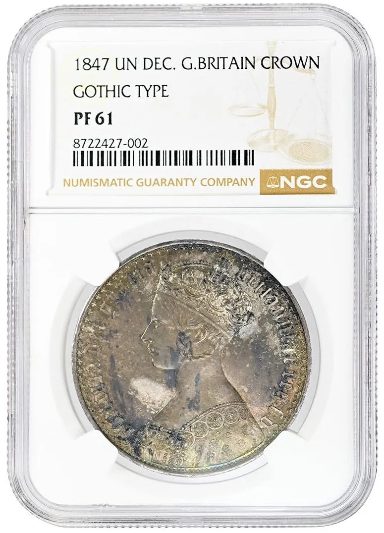 1847-Undecimo-Edge-Great-Britain-Gothic-Crown,-Gothic-Type,-NGC-PF61