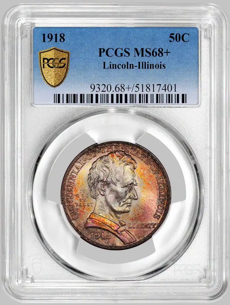 1918-Illinois-Centennial-Lincoln-Half-Dollar-Commemorative,-PCGS-MS-68+