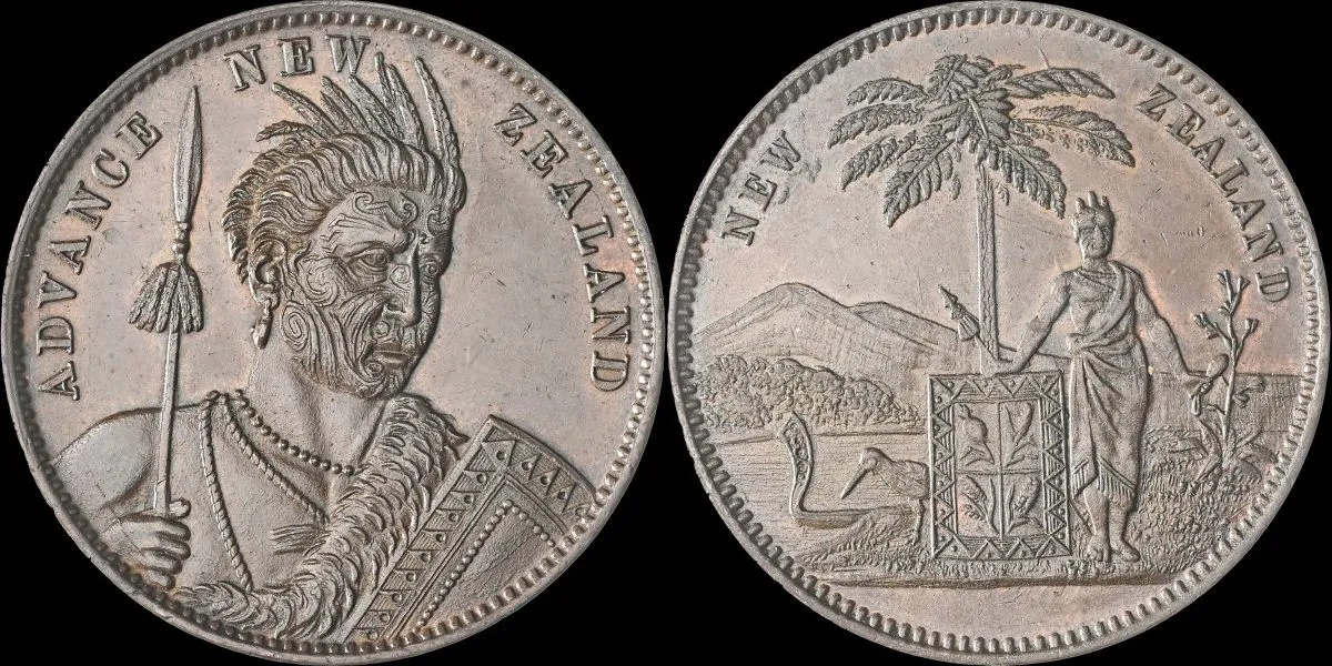 1857-No-Date-Milner-&-Thompson,-Christchurch,-Penny-Token,-NGC-AU-58BN