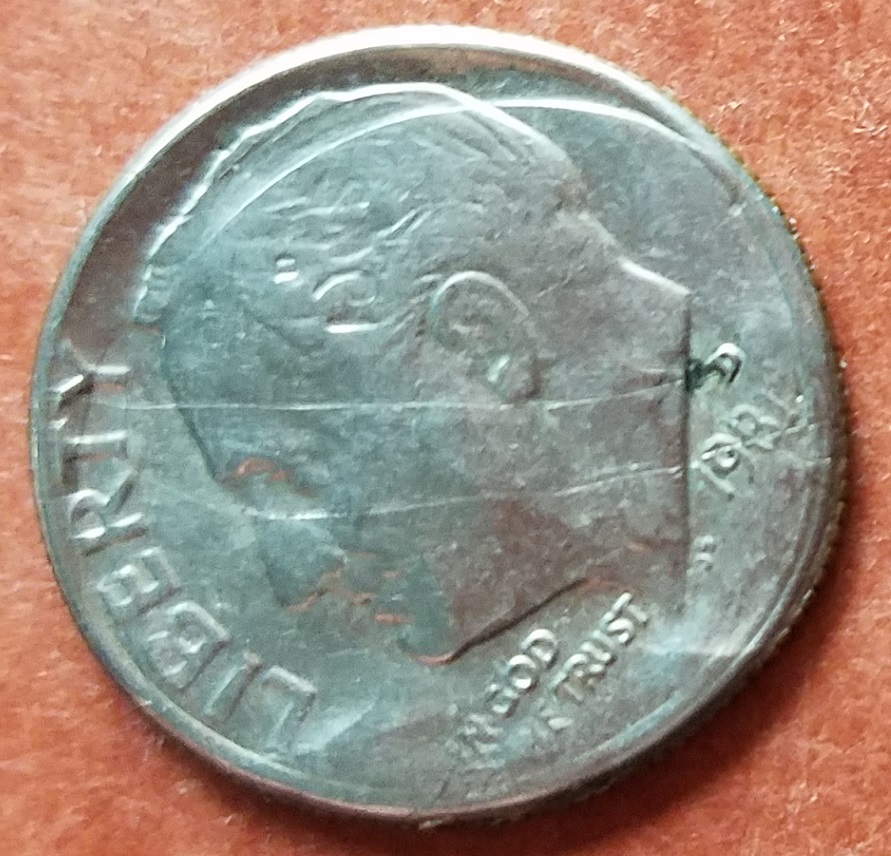 1981-D-Roosevelt-Dime-With-1972-D-Punch-On-Head