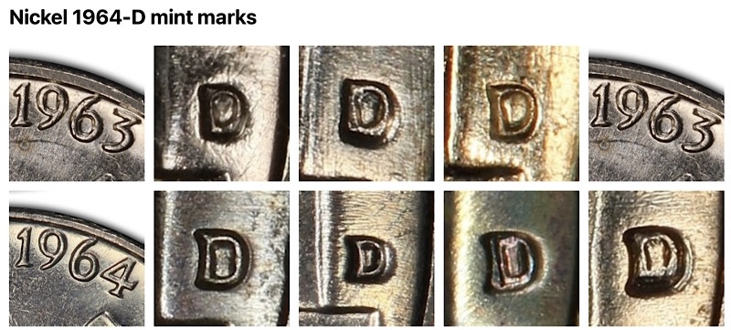 Help-With-1964-D-Nickel-Mint-Mark-Of-1963-Variety