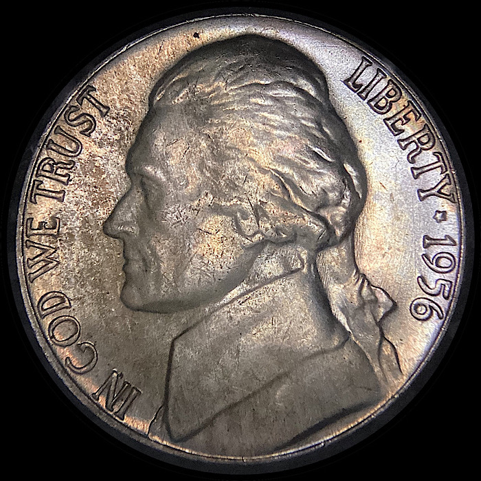 1956-Jefferson-Nickel-With-Odd-Toning.
