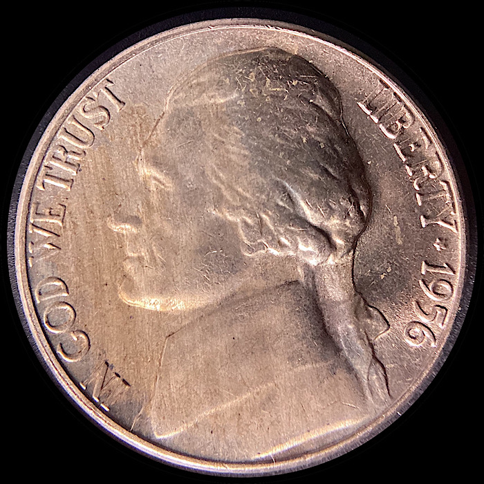 1956-Jefferson-Nickel-With-Odd-Toning.