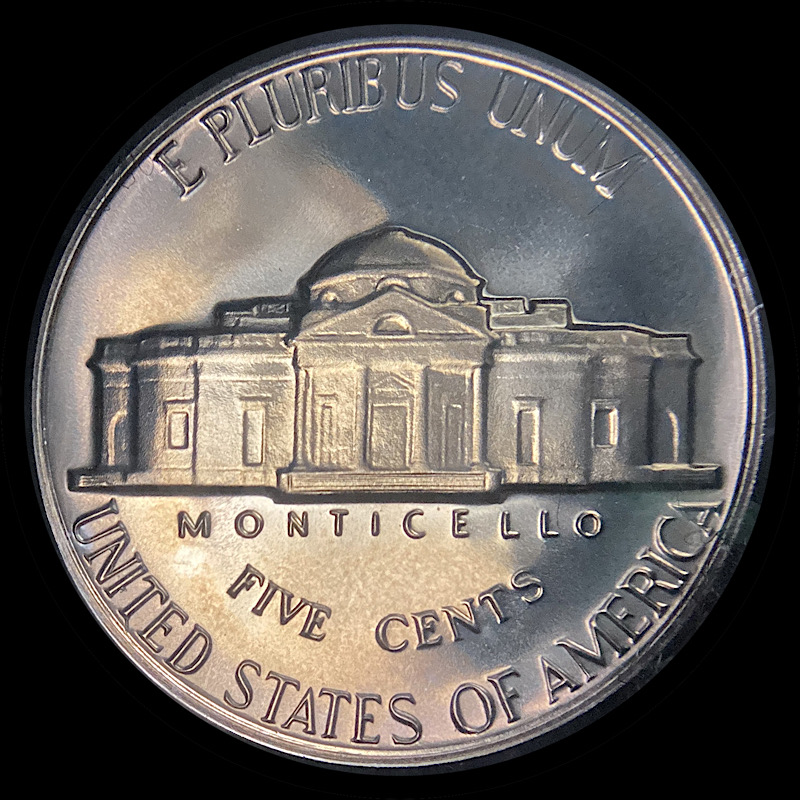 1964-Proof-Nickel,-Nice-Toning-With-Unusual-Crack-Or-Gouge.