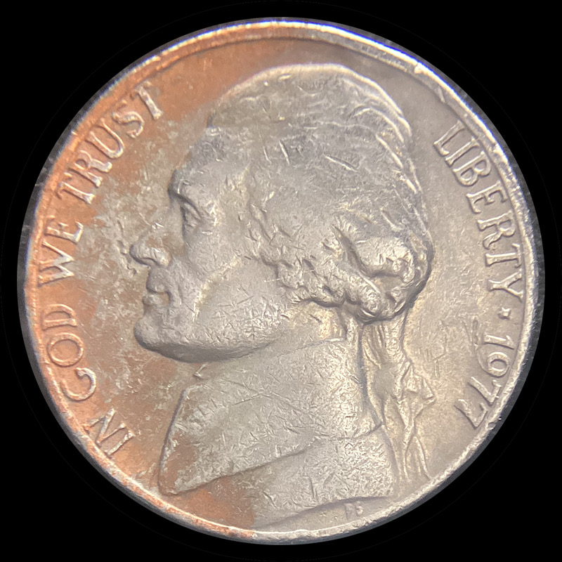 1977-Nickel-With-Large-Flaking-Copper-Patches.