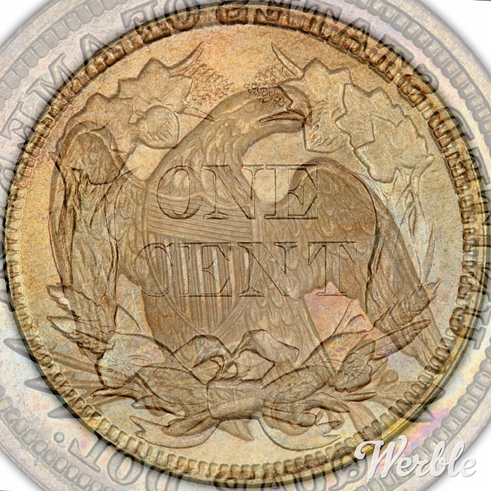 1857-Flying-Eagle-Cent,-Mule-Die-Clash-With-Quarter-Snow-8,-FS-901.