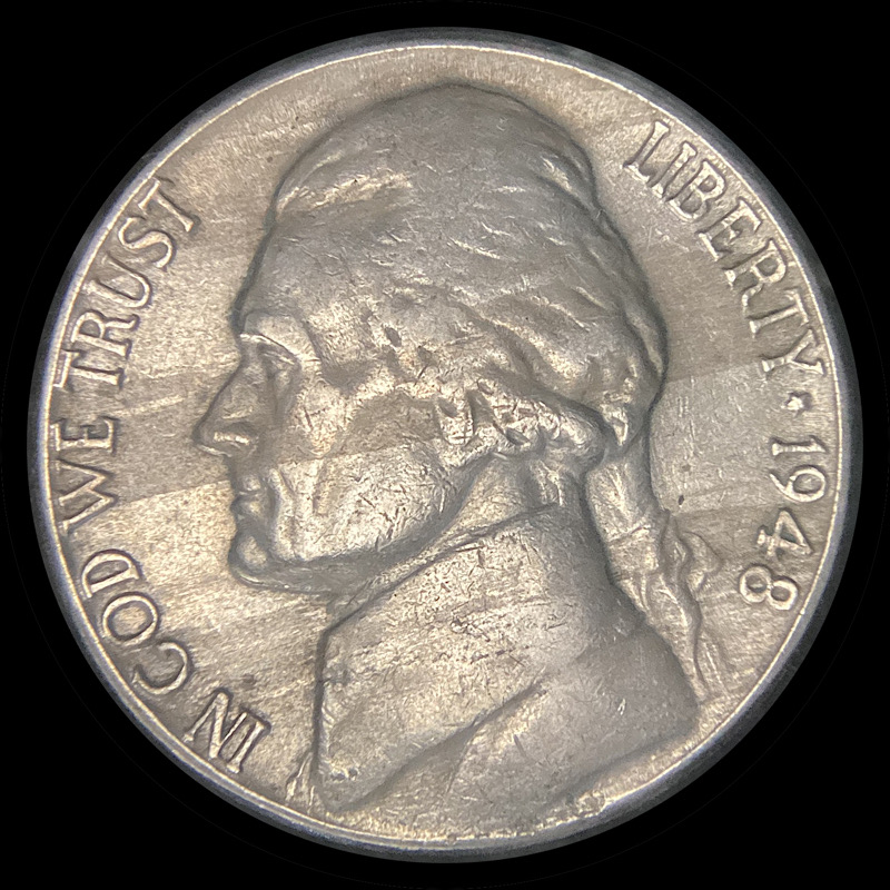 1948-Jefferson-Nickel,-Woody.