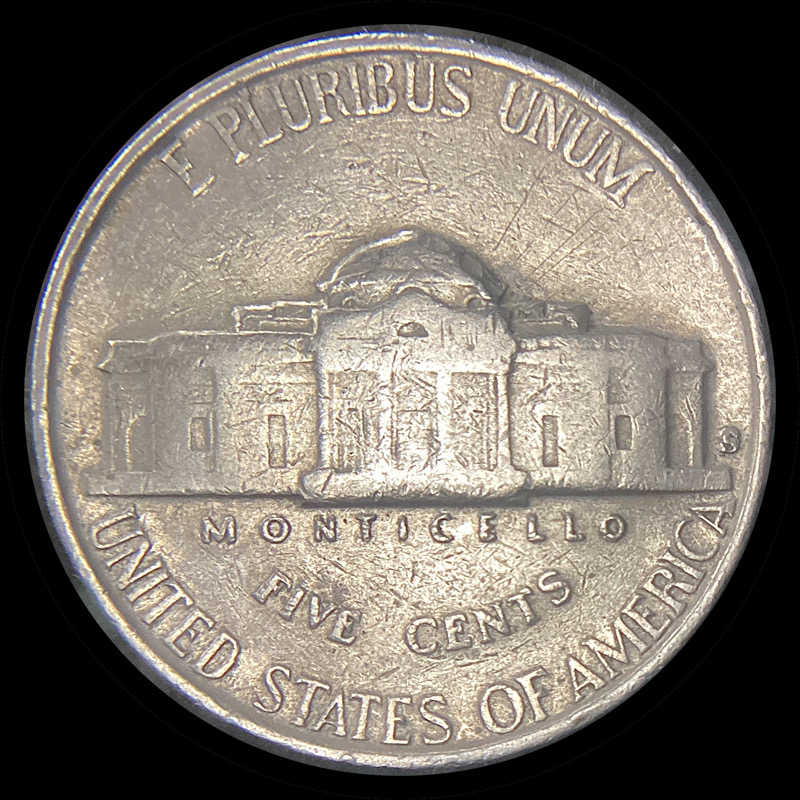 Heavily-Circulated-1941-S-Nickel,-Large-S/S-RPM-002-Fs-502.