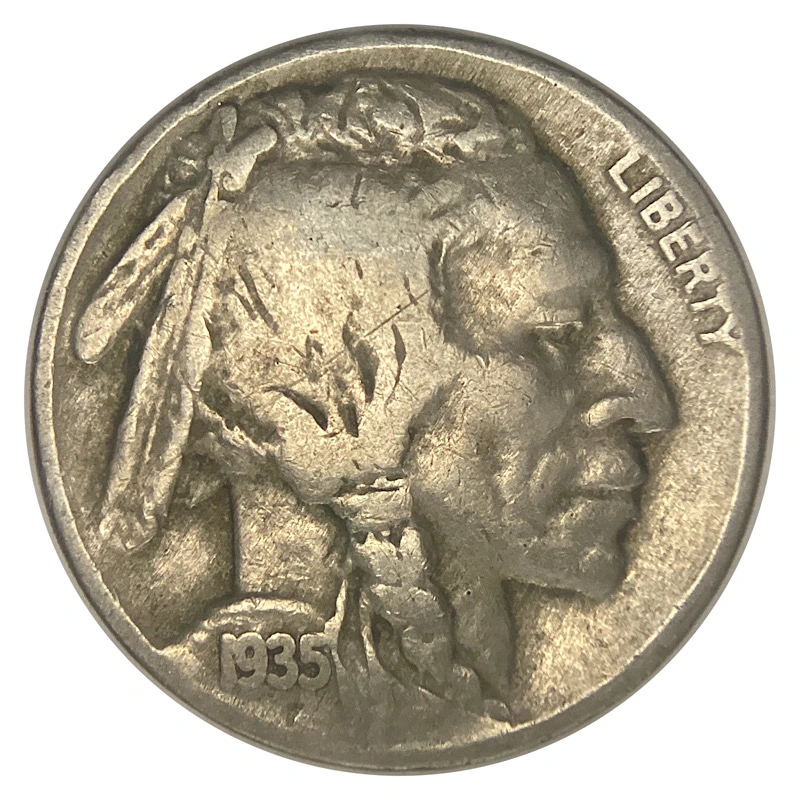 Unusual-1935-Buffalo-Nickel-Reverse:-Smooshed,-Poor-Metal-Flow,-DDR?