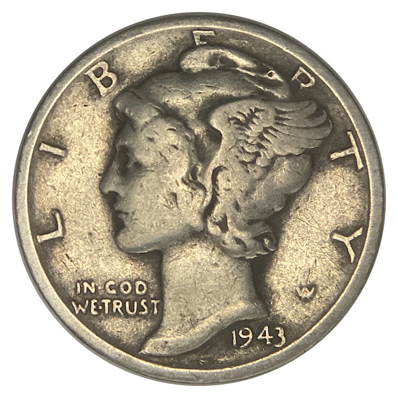 Worn-1943-S-Dime,-Trumpet-Tail-S,-FS-511.