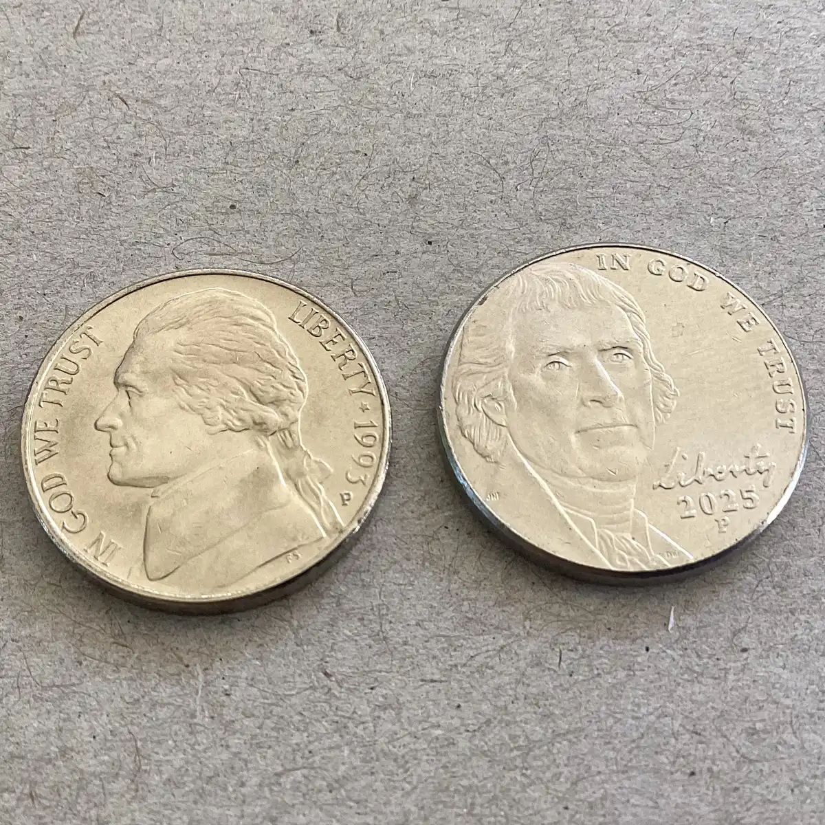 Striking-1993-P-Jefferson-Nickel,-6FS.