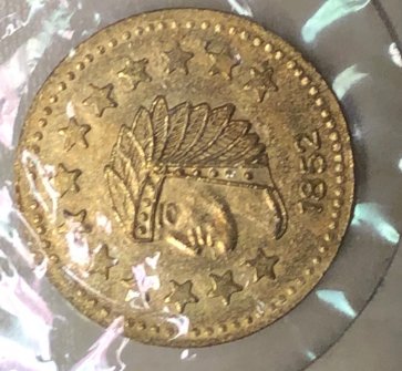 Real-Or-Fake?1852-1/2-Gold-Coin-Id:-Reproduction-California-Gold-Fractional