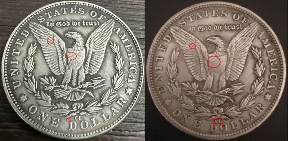 Glad-I-Don't-Collect-Morgans.-Documented-Reverses-Of-Counterfeit-CC-Morgan-$'s.