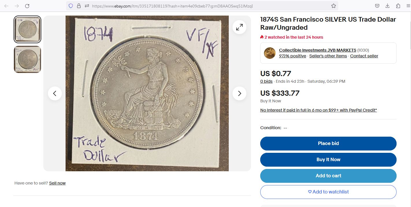 Matching-Obverses;-Bay-1874-S-To-Known-Counterfeit-1874-CC-Trade-Dollars.