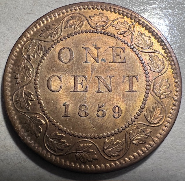 1859-Large-Cent-Haxby-Pc59-142-With-Lots-Of-Die-Cracks