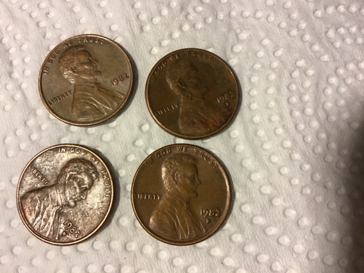 1982-D-Cent-...four,-All-Weigh-Over-3-Grams.