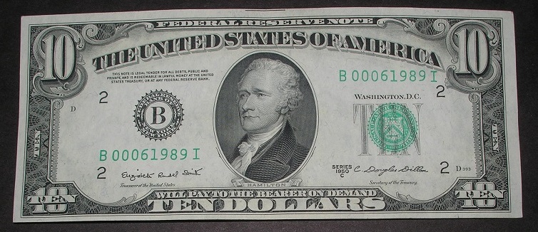 $10-Note,-Series-1950-Upside-Down-Flag