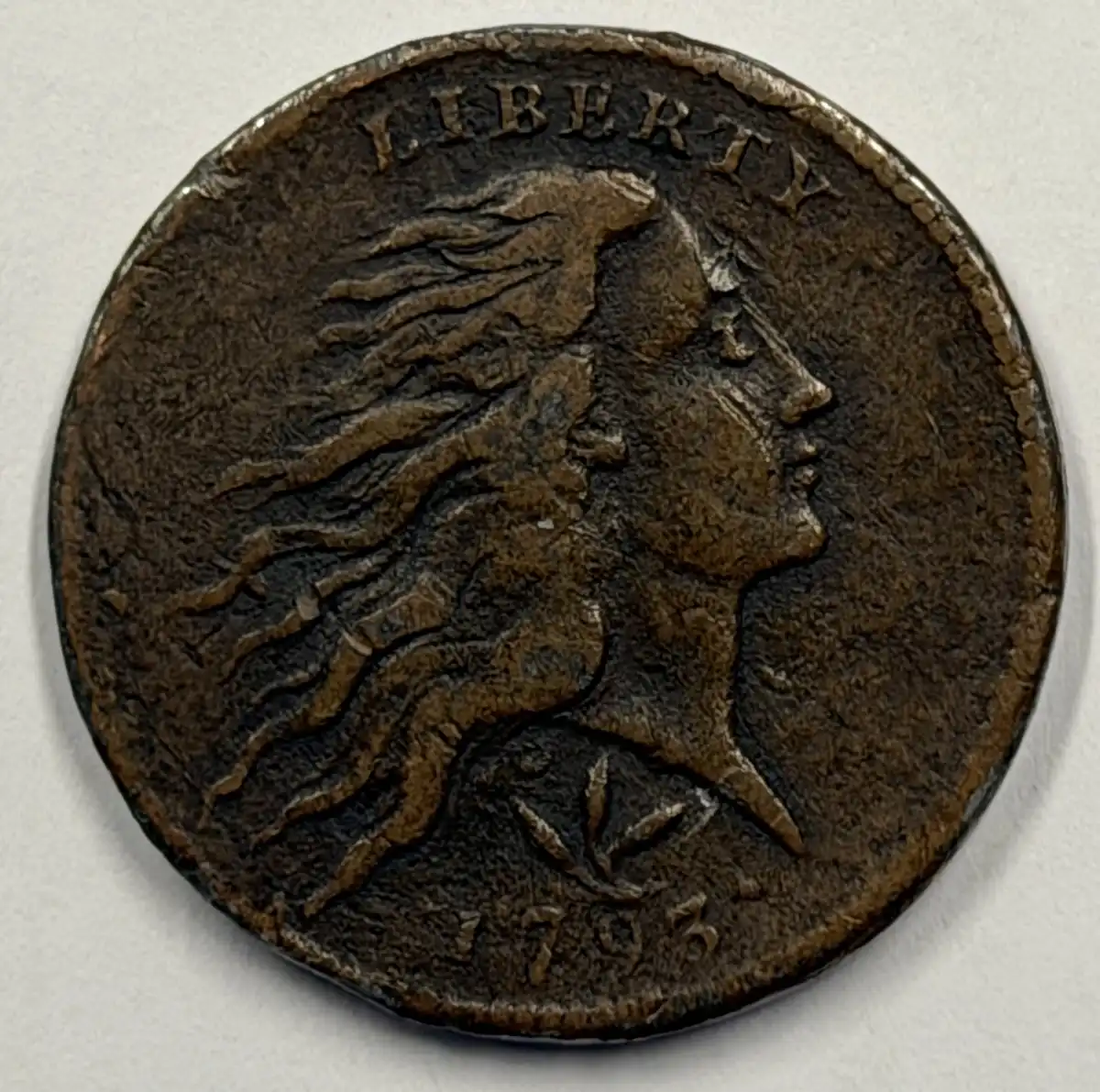 1793-Flowing-Hair-Cent-Wreath/Vine-And-Bar