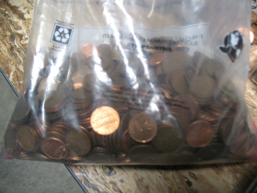 Optimistic-Bank-Bag-Of-Mixed-Canadian-And-USA-Pennies