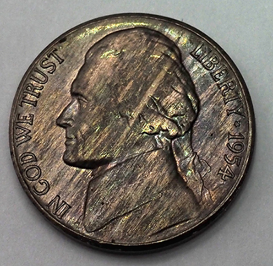 1954-S-Nickel-With-Light-And-Dark-Bands-:-Improper-Alloy-Mix