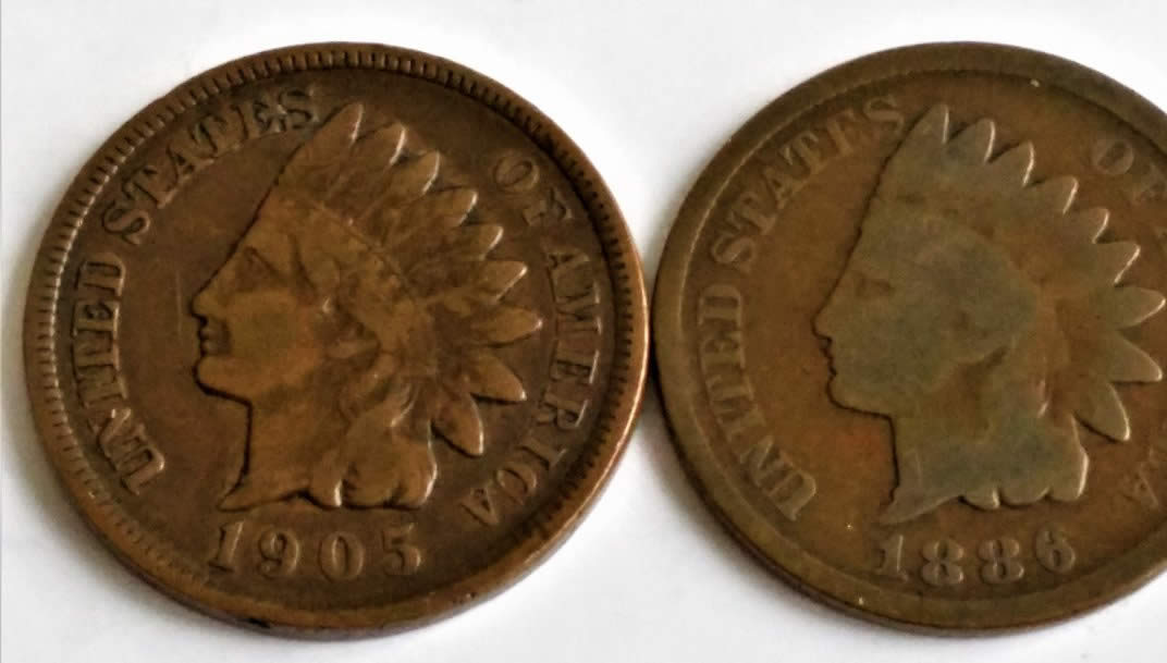1886-US-Indian-HeadType-II-&-1905-Error-Cent