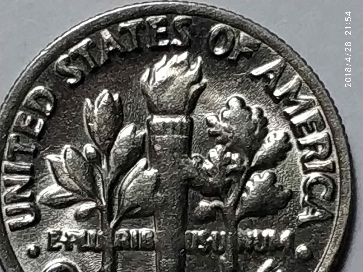 1983-P--Roosevelt-Prominent-Thick-Stout-Letter-&--Symbolic-Picture-Dime