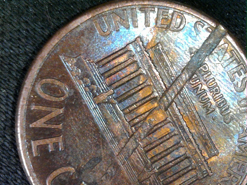 1998-P-Lincoln-Cent-With-Struck-Through-Planchet?-During-Blanking-Press?