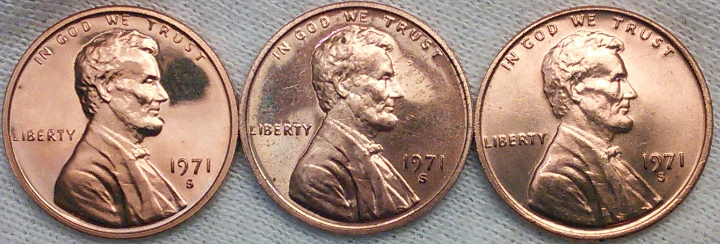 1971-S-Lincoln-Cent-Proof-Vs-Impaired-Proof-Vs-Business-Strike