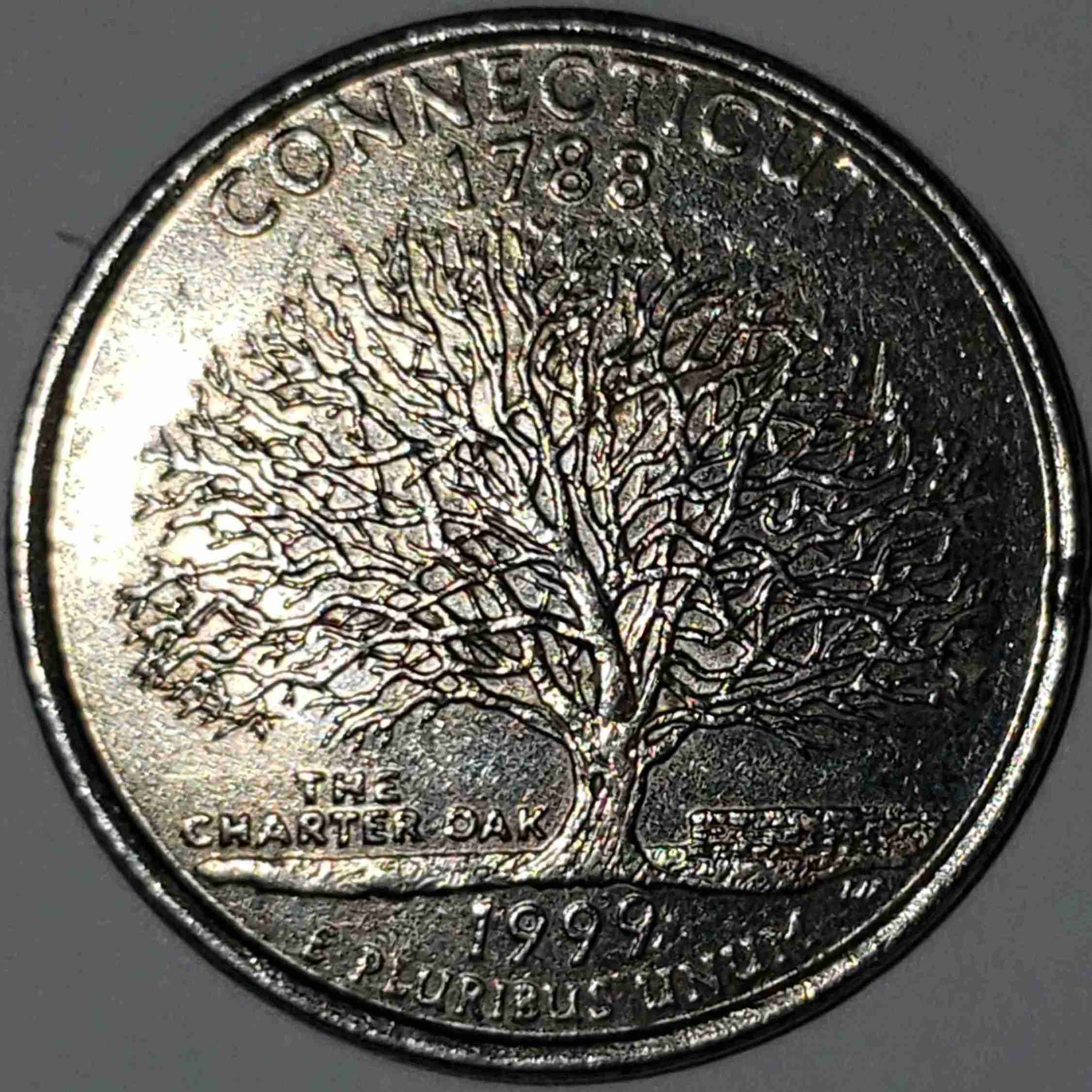 1999-P-CT-Quarter-Error-Ty-In-Liberty-And-Gouge-Through-In-God-We-Trust?