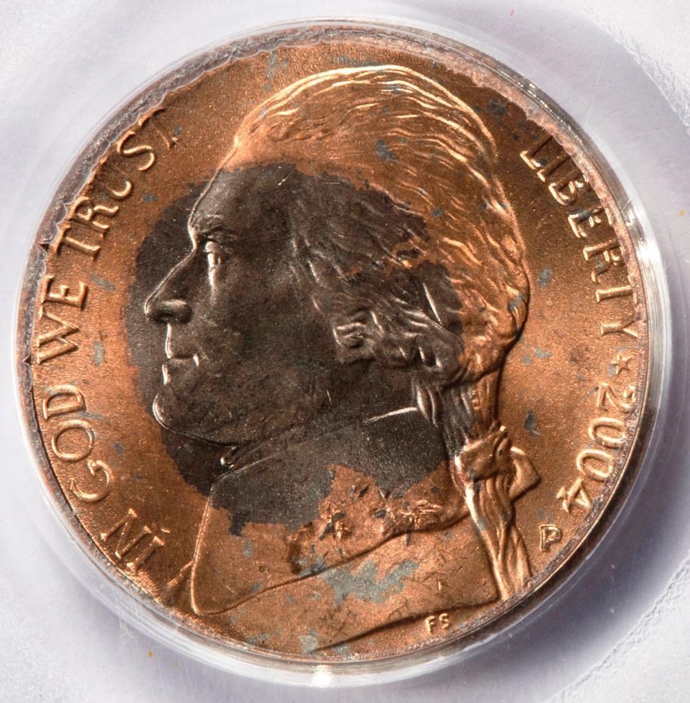 1959-P-5c-Orange/Black-Beauty-Improperly-Annealed-Planchet