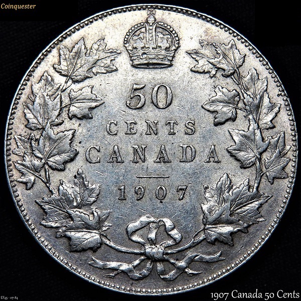 1907-Canada-50-Cents-Coin-Ef45--Scratch