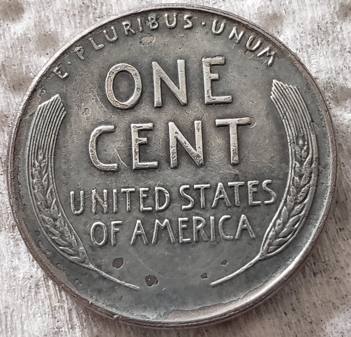 1943-'Steel?-Penny.-Lots-Of-Blotches-On-The-Obverse-And-Some-On-The-Wheat.