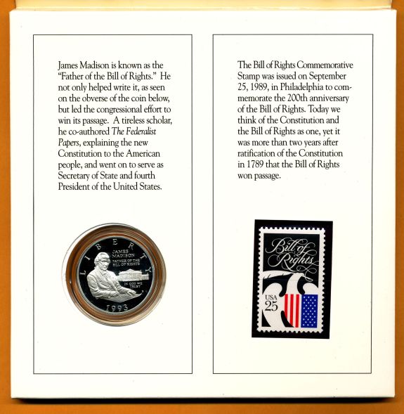 Commems-Collection-Modern:-1993-Bill-Of-Rights-Coin-And-Stamp-Set