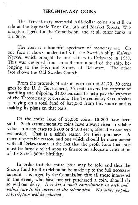 Commems-Collection-Classic:-1936-Delaware-Tercentenary-300th-Bulletins