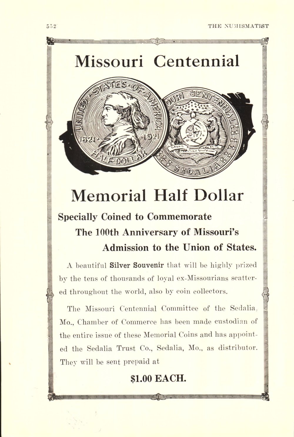 Commems-Collection-Classic:-1921-Missouri-Statehood-Centennial---Advertising-A-Rejected-Design