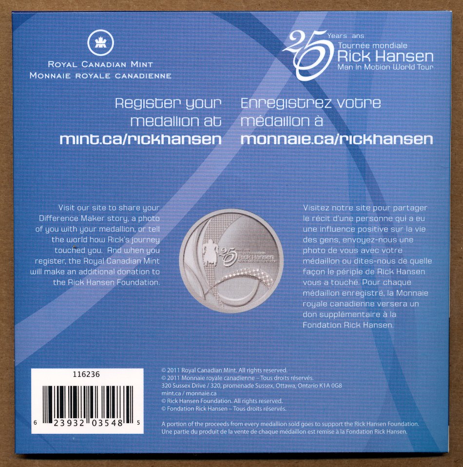 Commems-Collection-Canadian:-2011-Rick-Hansen-25th-Anniversary-Relay-Medallion
